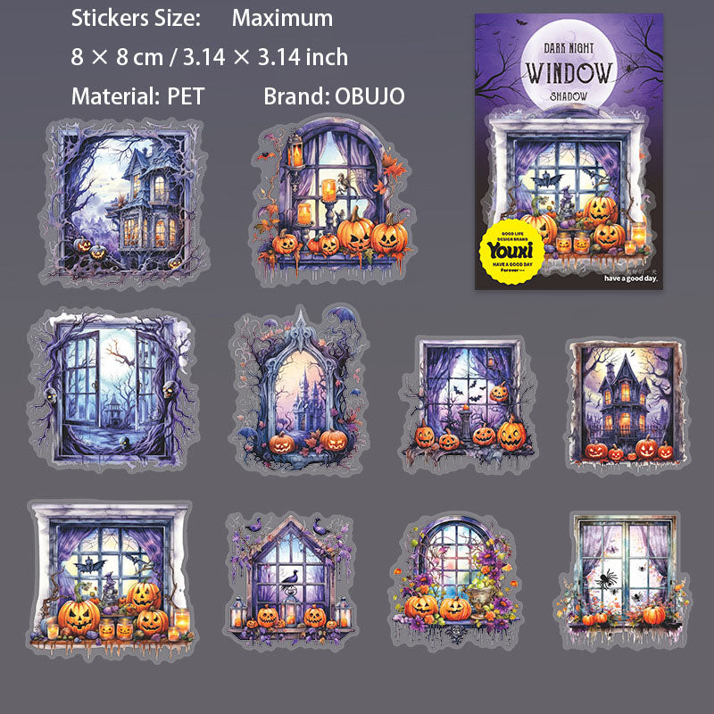 10 Pcs Halloween Windows PET Stickers AYCY