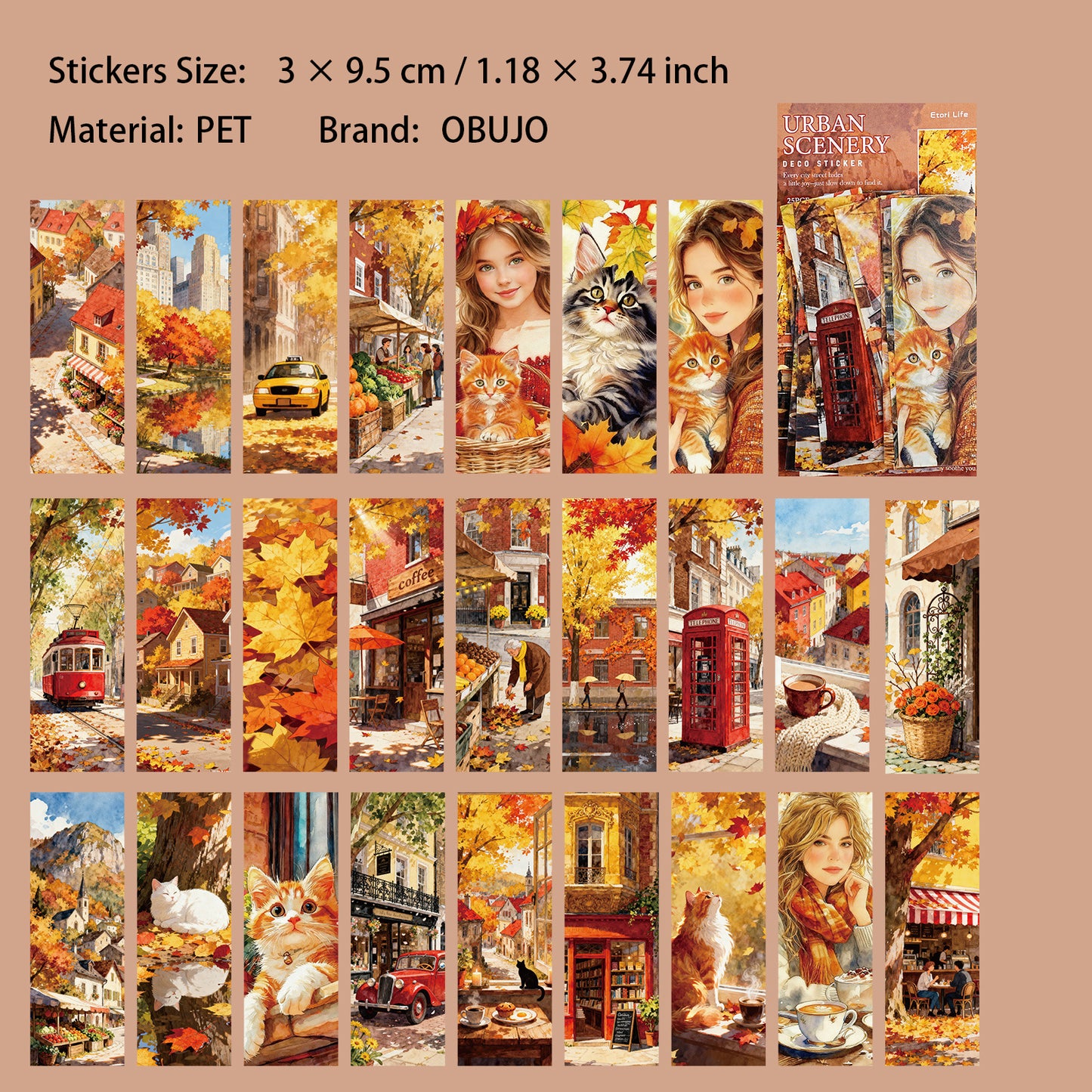 25 Pcs City Landscape PET Stickers CMFH