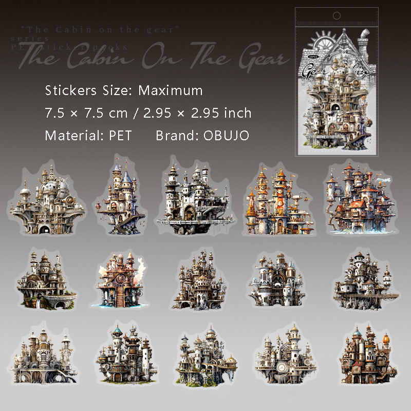 15 Pcs Quirky House PET Stickers CLSXW