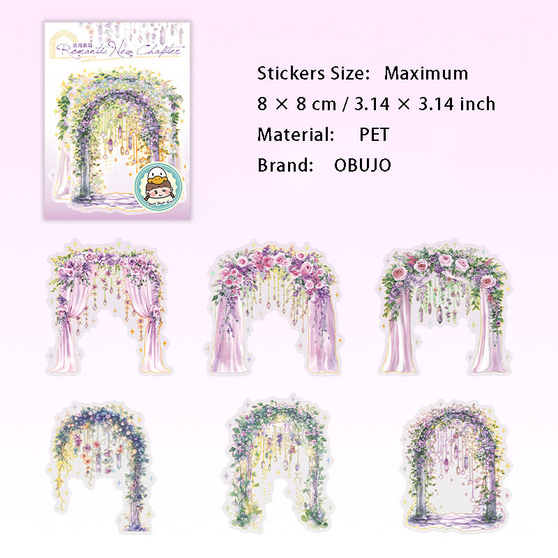 6 Pcs Romance Arch PET Stickers LMXP