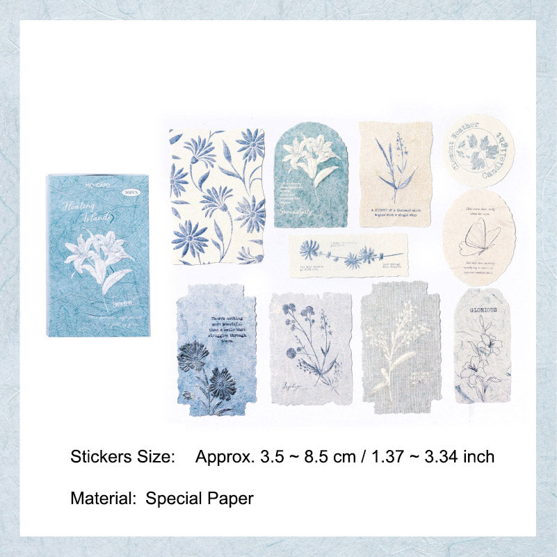 30 Pcs Embossed Botanical Plant Stickers LJXQ