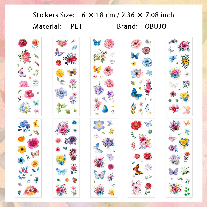 10 Sheets Flower PET Stickers LGHY