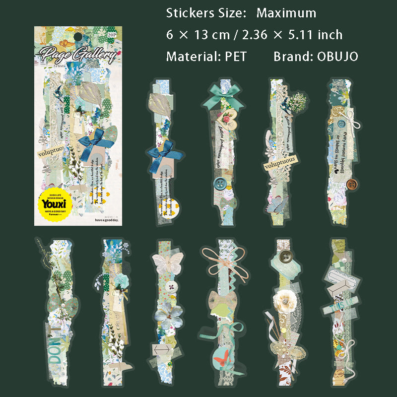 20 Pcs Vintage Collage PET Stickers SYCL