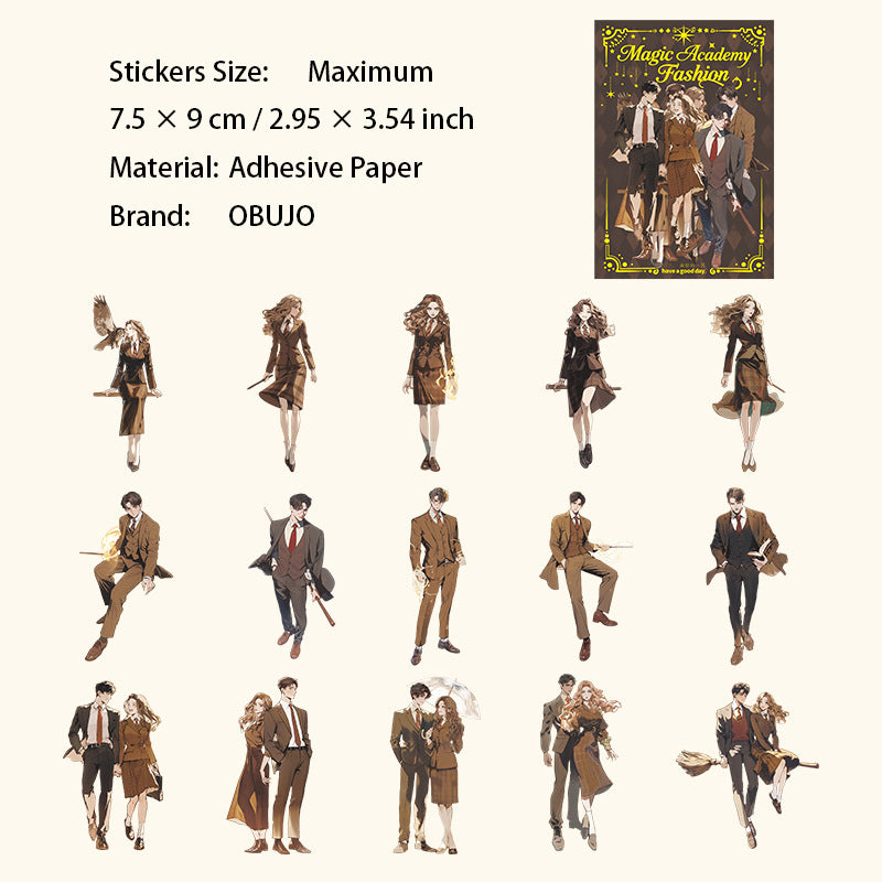 15 Pcs Maigc School Girl Boy PET Stickers MFXYSZ