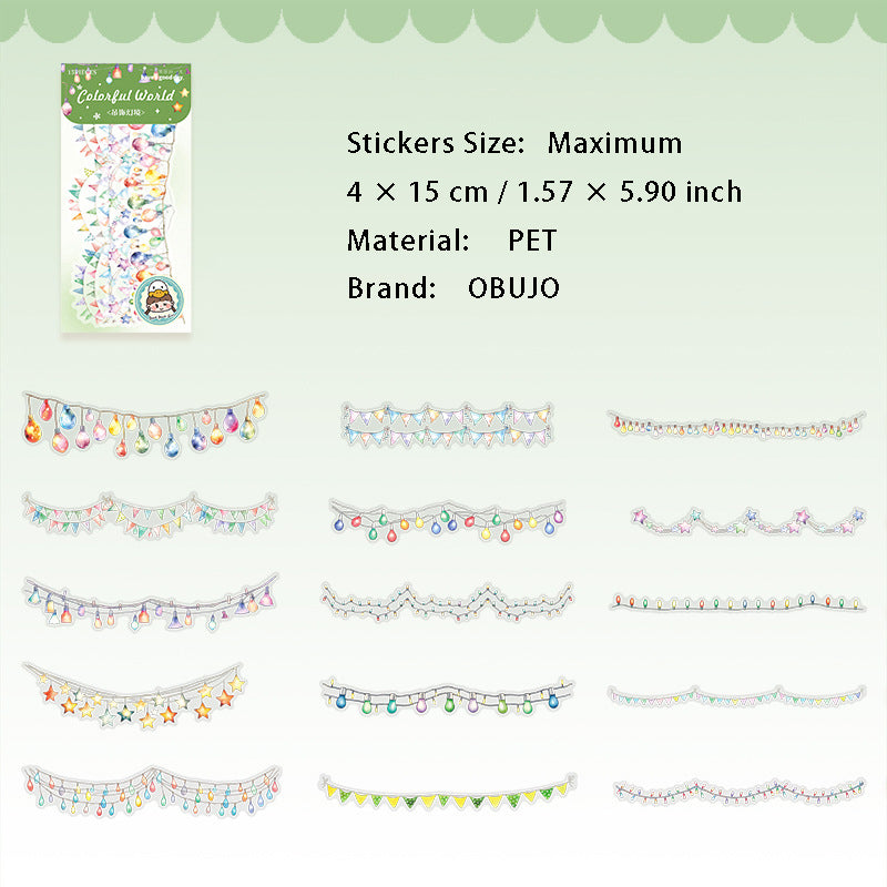 15 Pcs Creative Cute PET Stickers KAQML