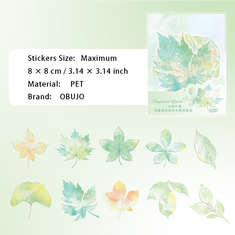 20 Pcs Watercolor Flower PET Stickers HWSL