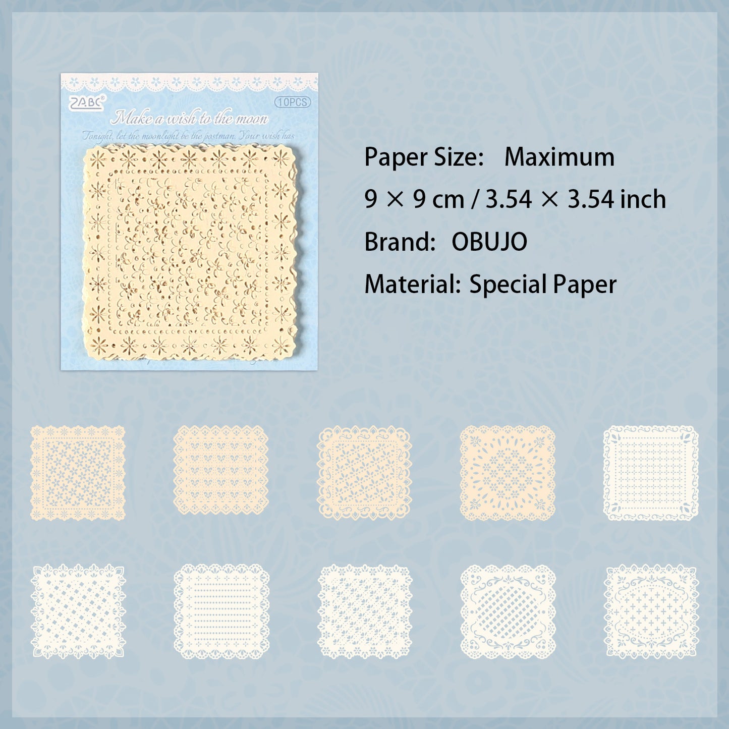 10 Pcs Hollow Cutout Lace Journal Paper GLXX