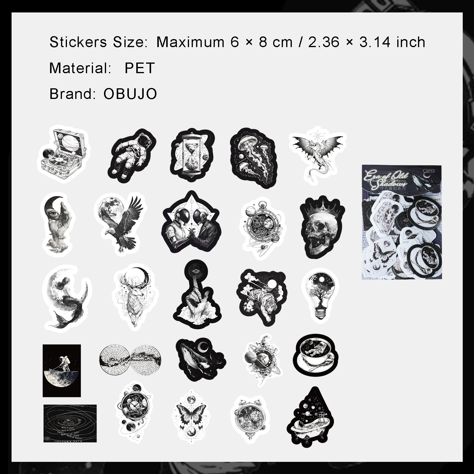 50 Pcs Vintage Washi Stickers SDJY