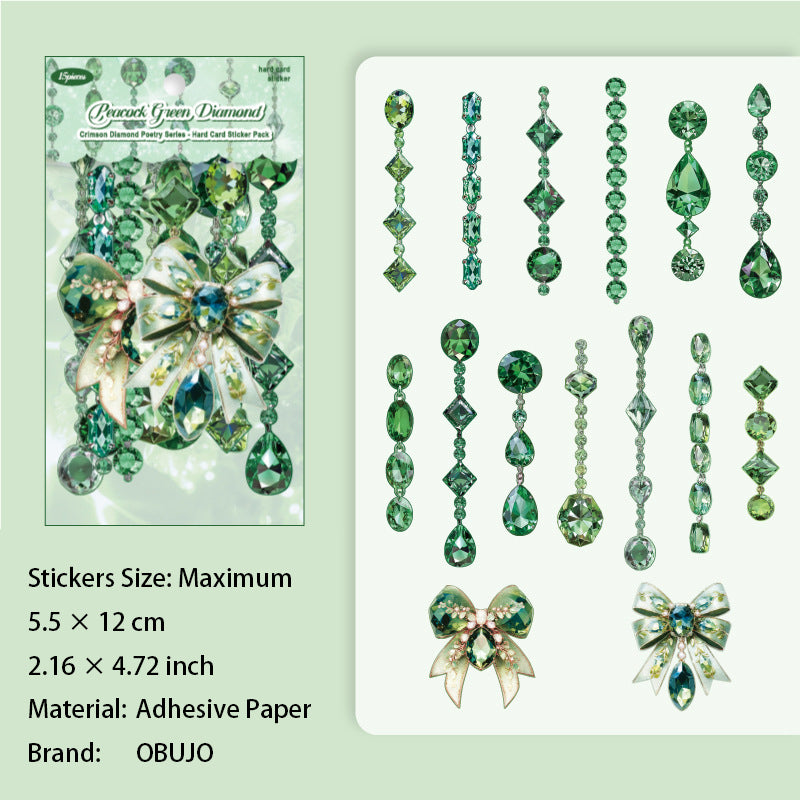 15 Pcs Diamond Jewelry PET Stickers FZZS