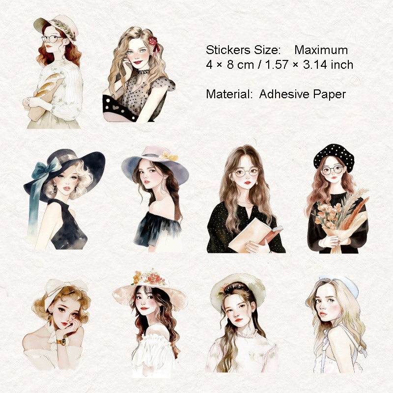 10 Pcs Summer Girl PET Stickers TSAML