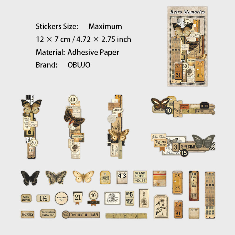 30 Pcs Vintage Junk Journal Stickers FGJY