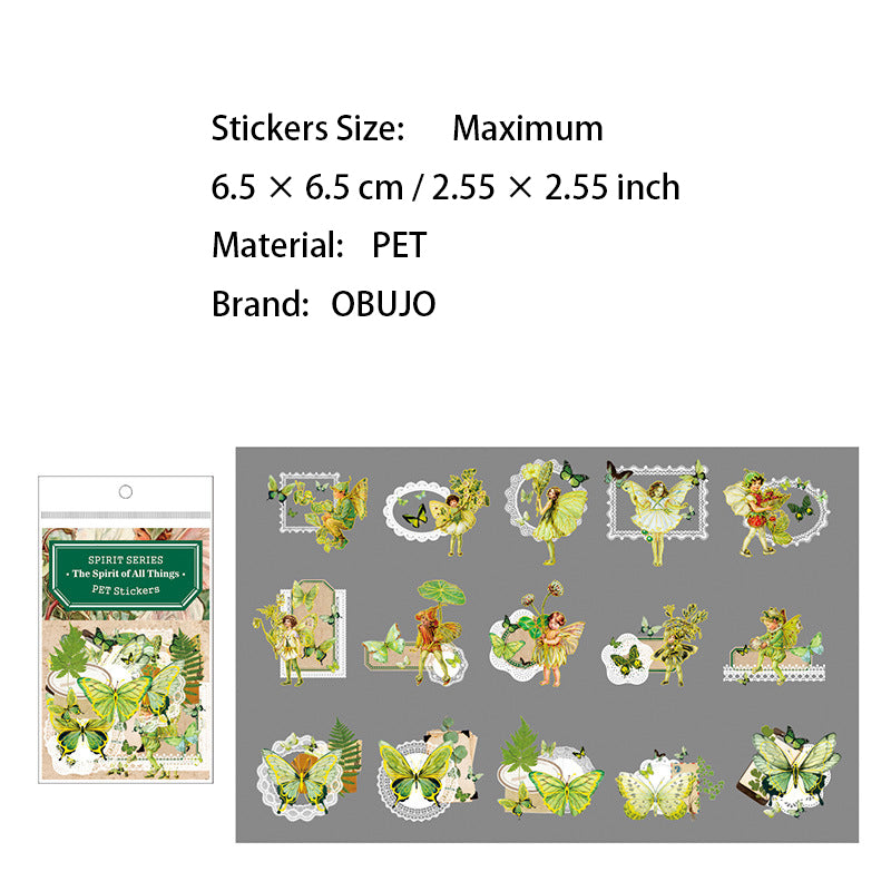 30 Pcs Plants Fairy Gold Foil PET Stickers WWZL