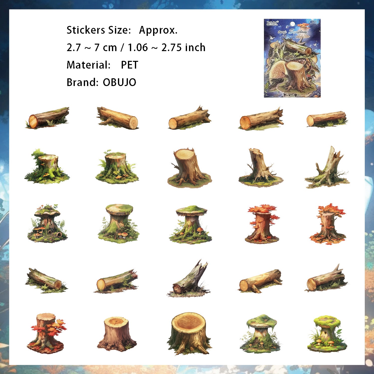 25 Pcs Wildland Theme PET Stickers LYMJ