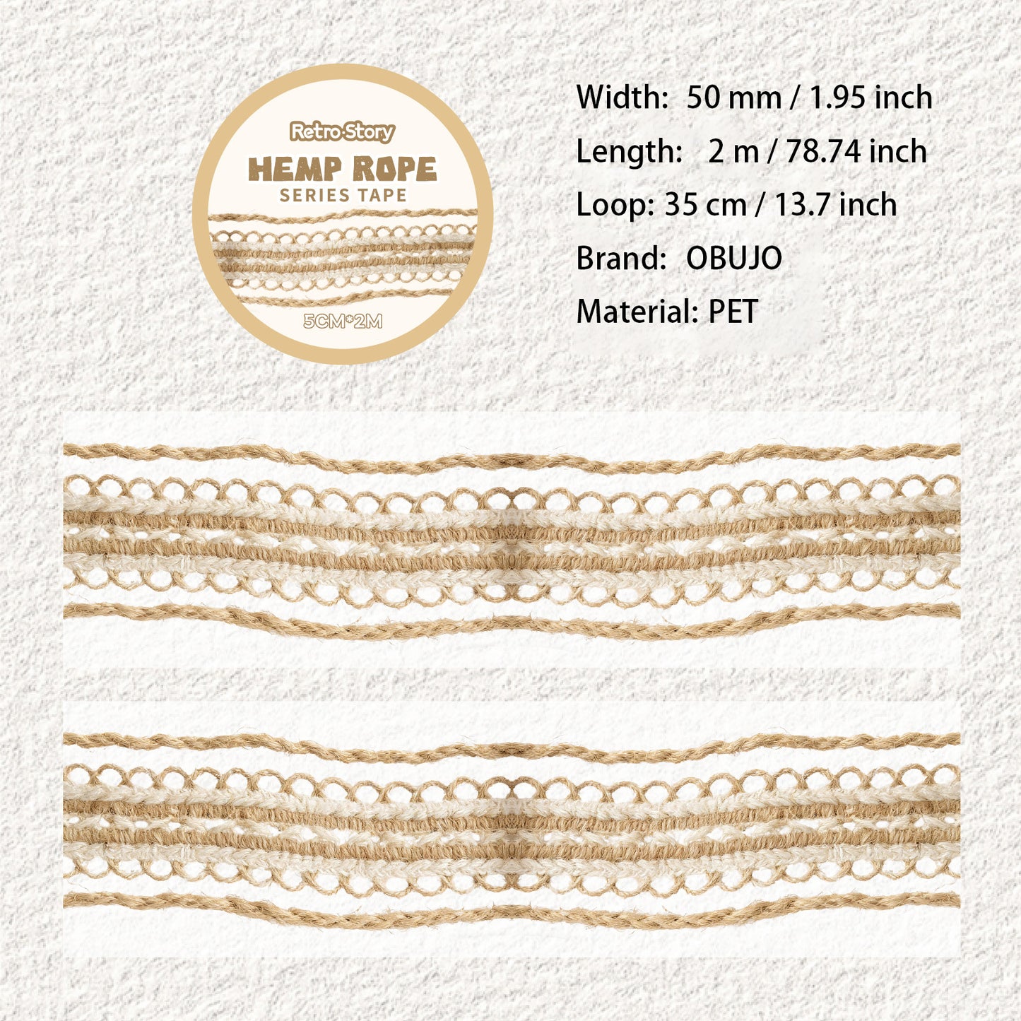 1 Roll Hemp Rope Themed PET Tape MSXL