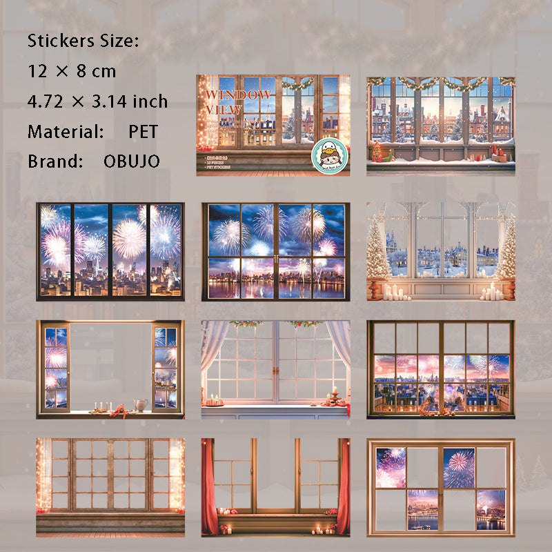 10 Pcs Windows Landscape PET Stickers CWDJS