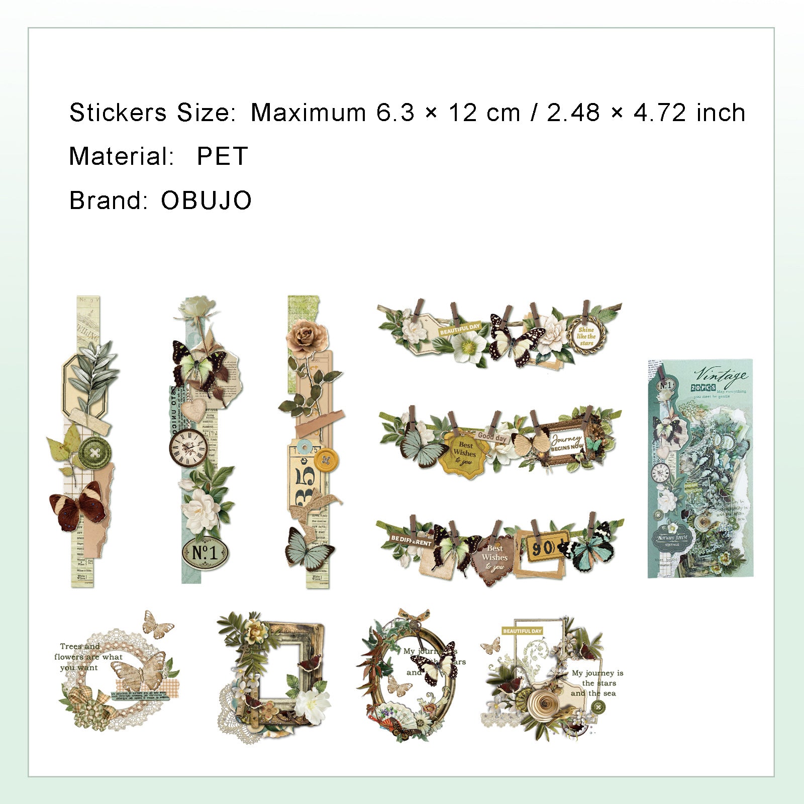 20 Pcs Vintage Collage Stickers MWHY