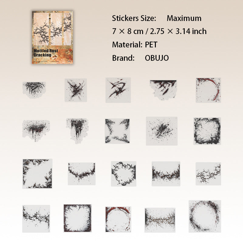 20 Pcs Cracked Old Traces PET Stickers BBXL