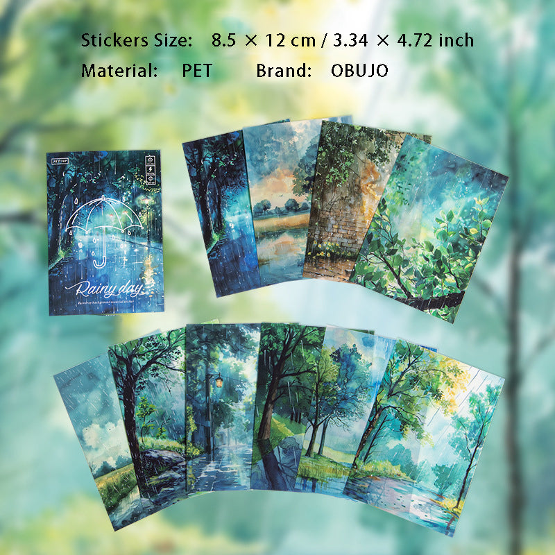 10 Pcs Rainy Season PET Stickers YJSG