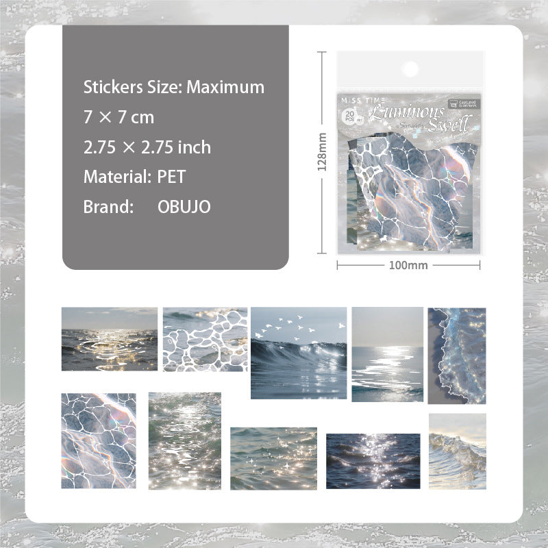 20 Pcs Water Texture PET Stickers LGBY