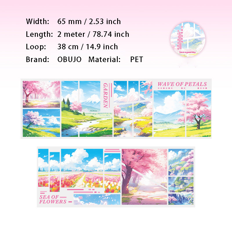 1 Roll Natural Landscape PET Stickers Tape FJMJ