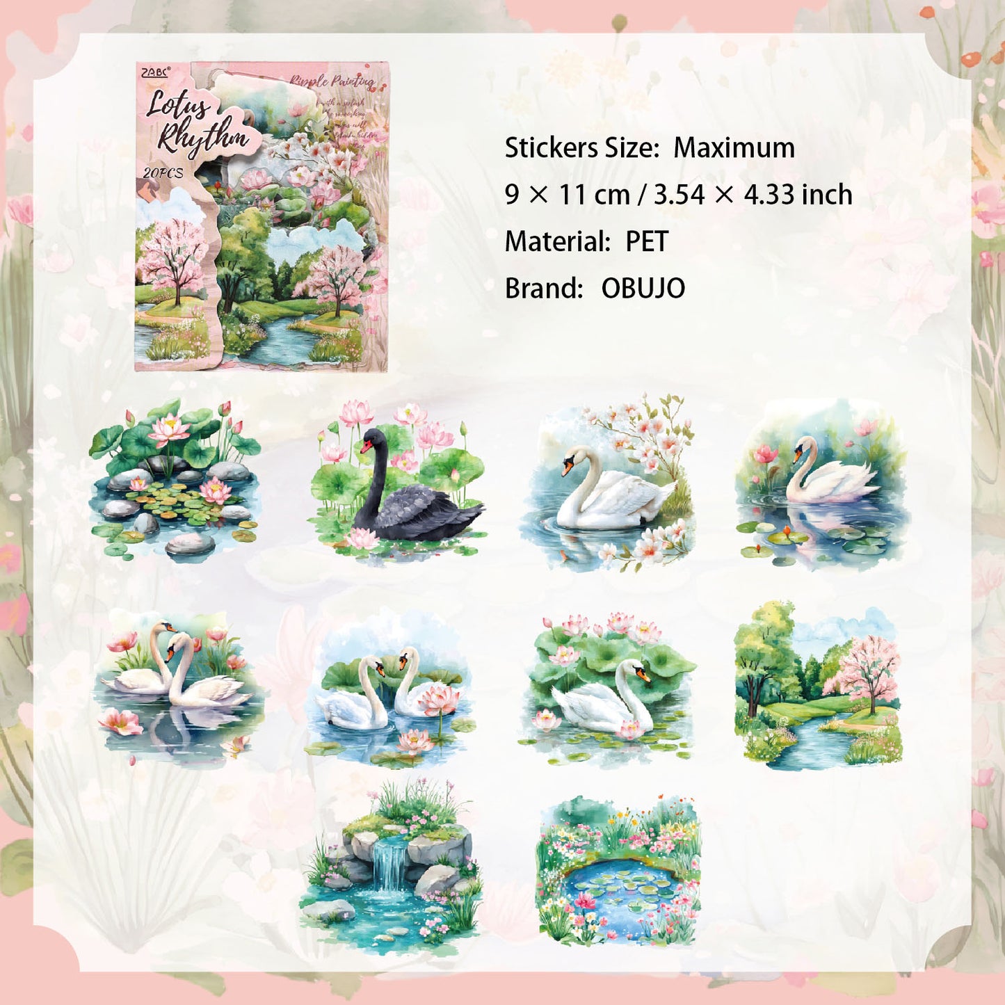 20 Pcs Pond Pool PET Stickers LYHY