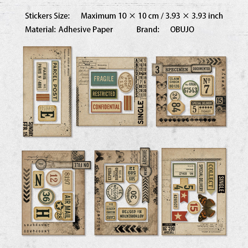 40 Pcs Vintage Junk Journal Stickers PTCLS