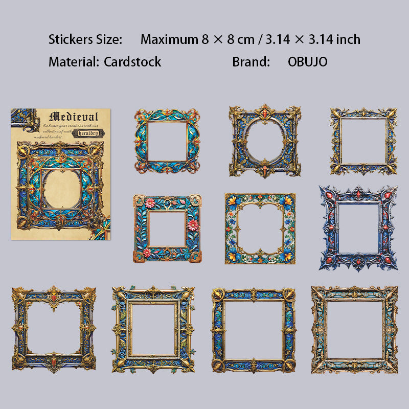 10 Pcs Vintage Frame Cardstock Stickers ZSJWZ