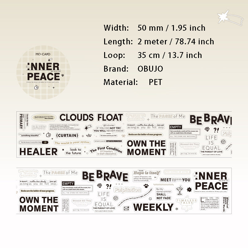 1 Roll Quote Words PET Stickers Tape LMXQ