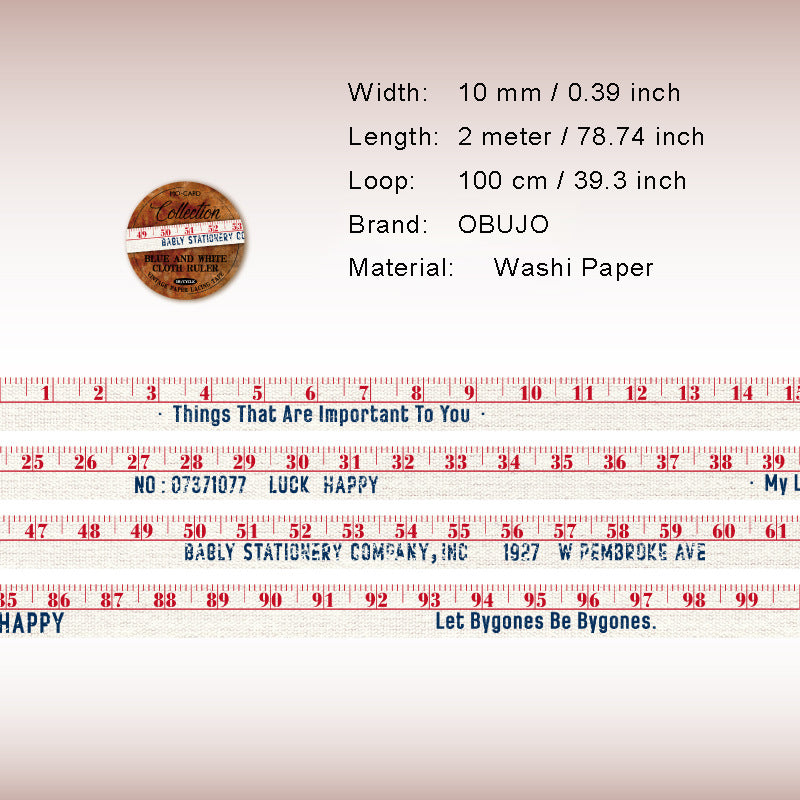 1 Roll Ruler Washi Tape JCSC