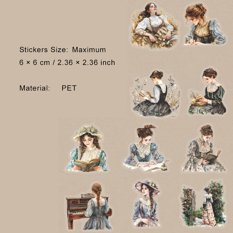 20 Pcs Vintage Lady PET Stickers CXJR