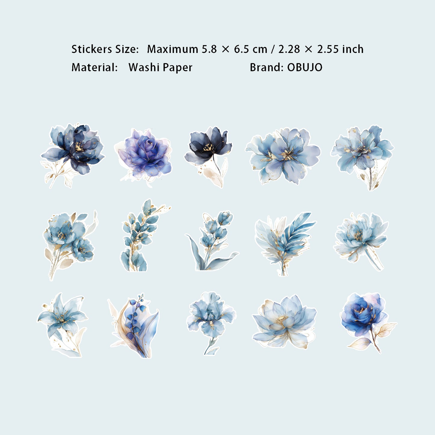 30 Pcs Gold Foil Flower Washi Stickers FHLJ