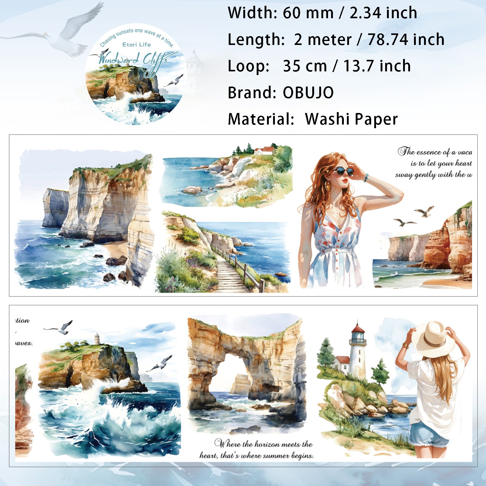 1 Roll Travel Theme Washi Tape YNTX