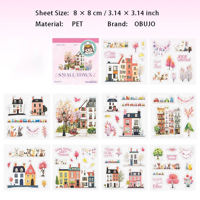 10 Sheets Street Landscape PET Stickers Book TZBXZ