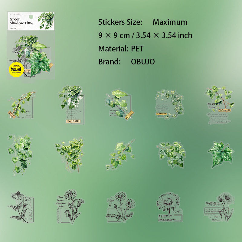 15 Pcs Plant Leaf PET Stickers LYSG