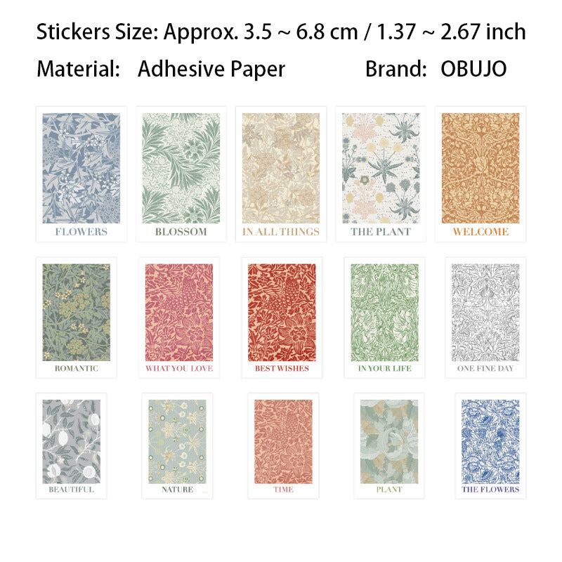 30 Pcs Botanical Art Themed Stickers ZWHX
