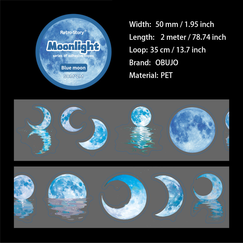 1 Roll Moon Themed PET Stickers Tape YGXL