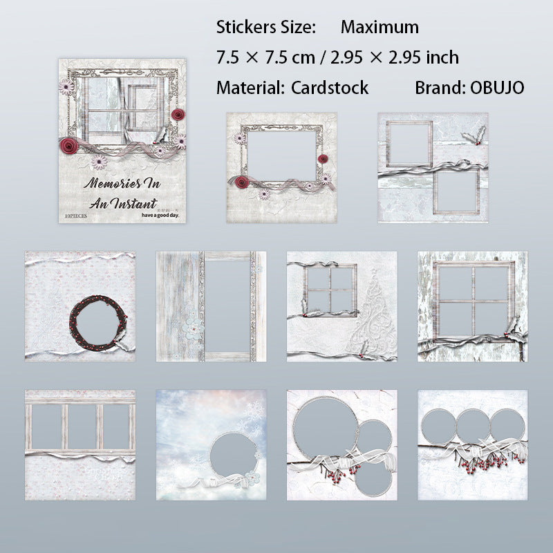 10 Pcs Vintage Frame Cardstock Stickers JYSJ