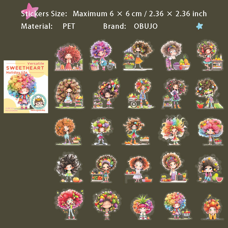 25 Pcs Cartoon Girl PET Stickers TXJQSH