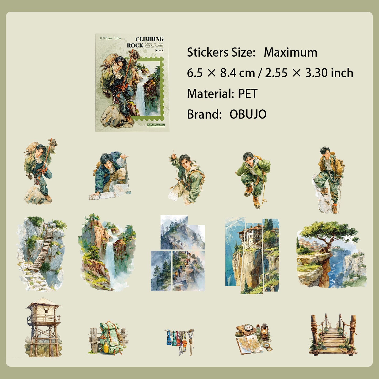 15 Pcs Outdoor Sports PET Stickers QYZT