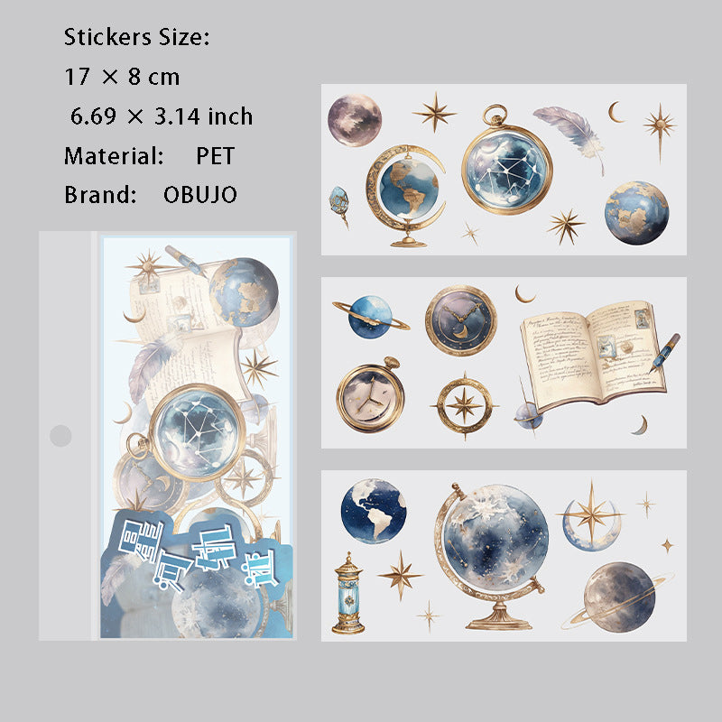 3 Sheets Vintage PET Stickers SYBJ
