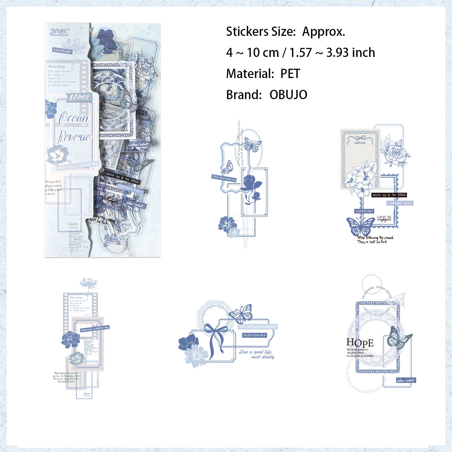 10 Pcs Lace Collage PET Stickers YSXJ