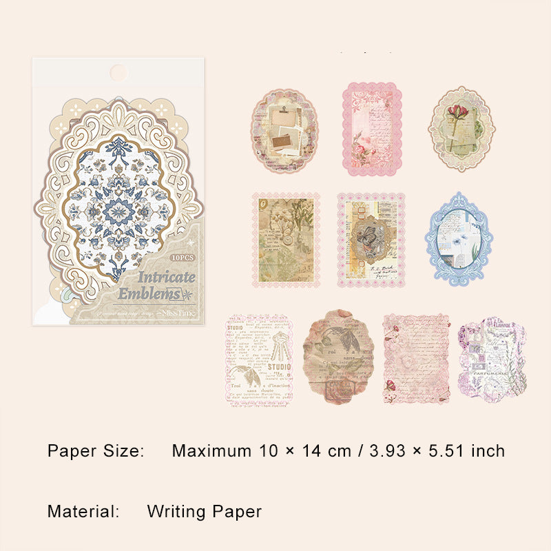 10 Pcs Vintage Lace Edged Scrapbook Paper XRYY