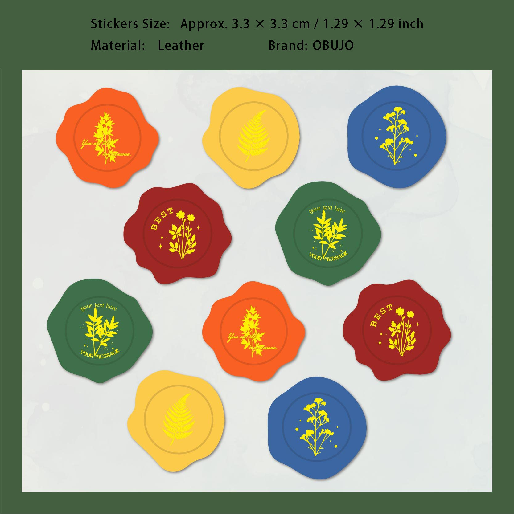 10 Pcs Gold Foil Leather Wax Seal Stickers ZYXL