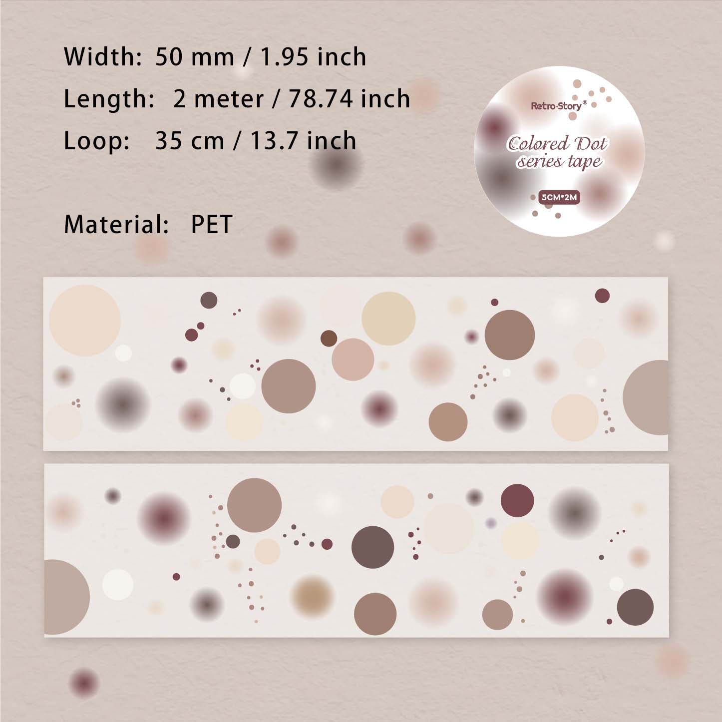 1 Roll Watercolor Dot PET Tape CSXL