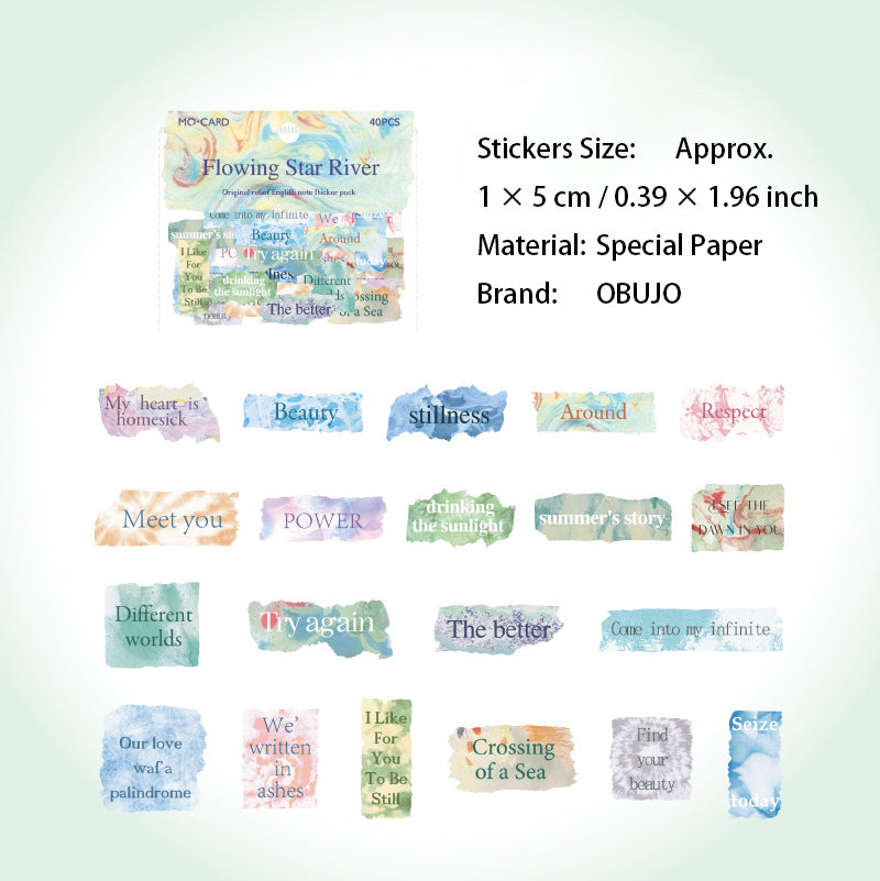 40 Pcs Vintage Emobossed Words Stickers ZJLS