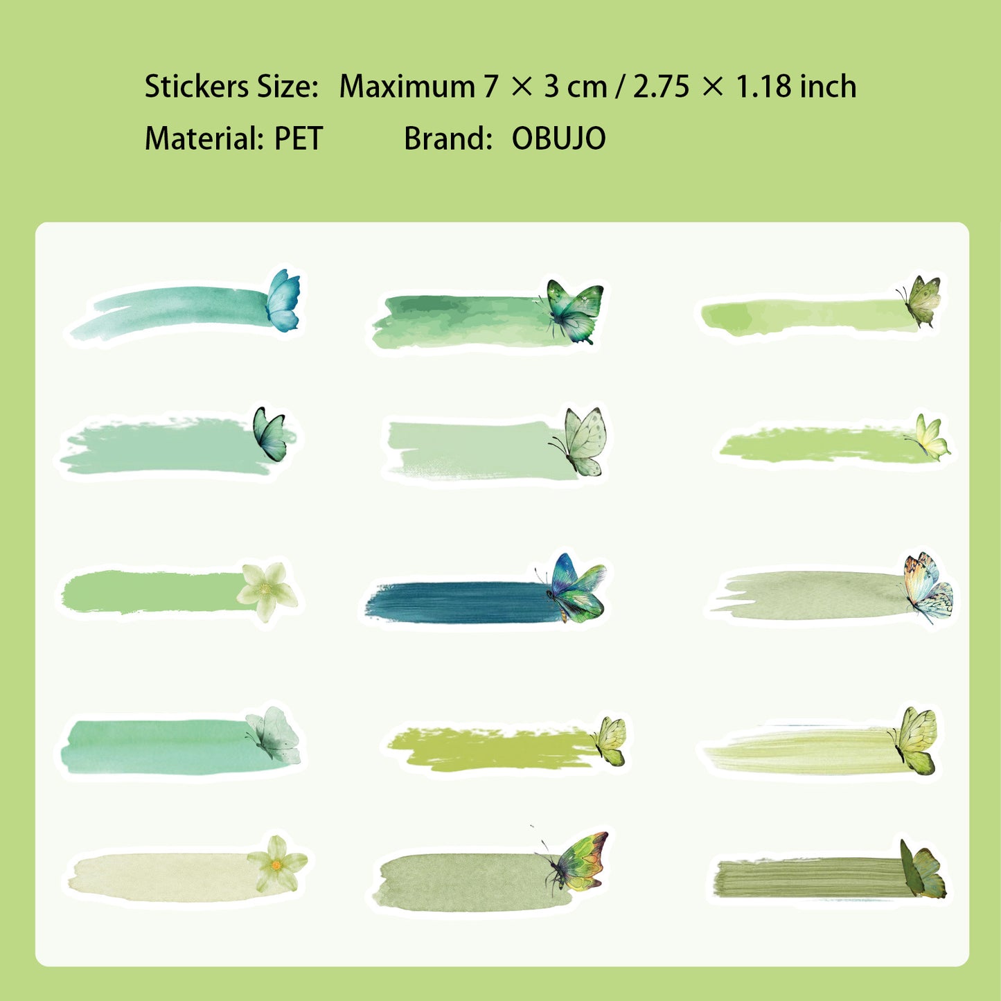 20 Pcs Watercolor Brush Paint PET Stickers HDSJ