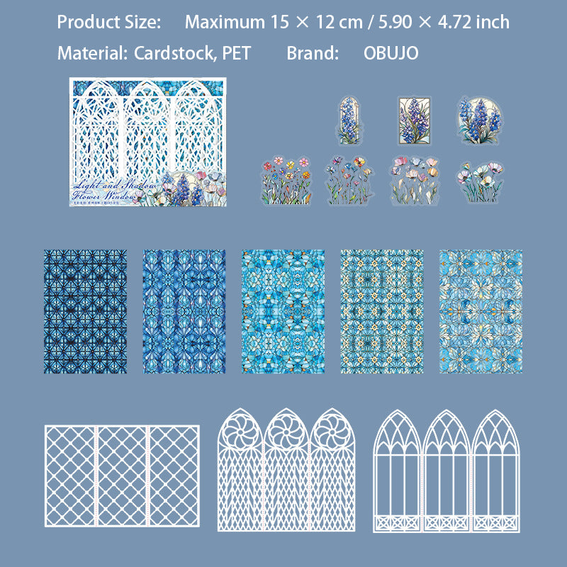 15 Pcs Windows Theme PET Stickers and Cardstock