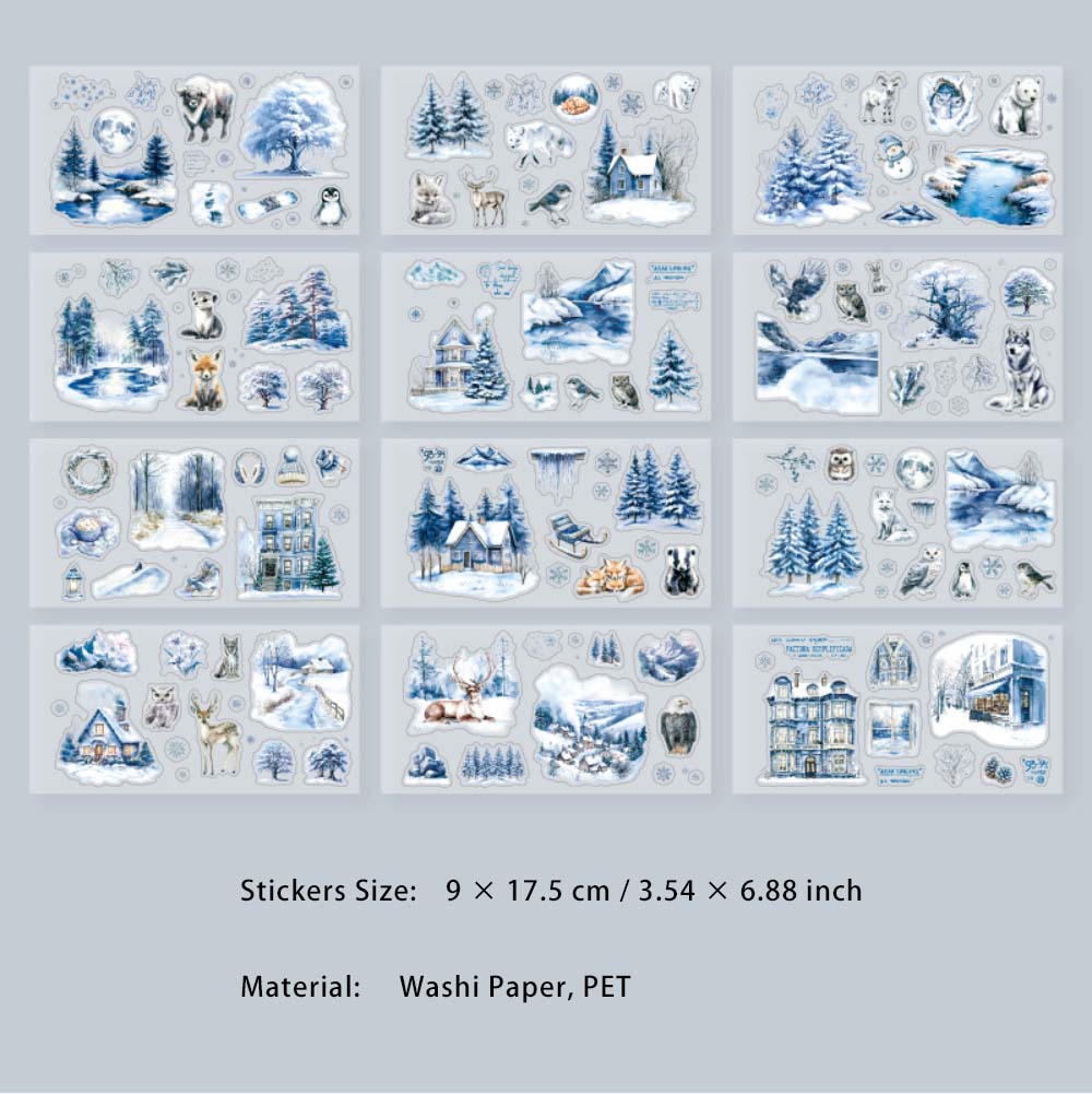 25 Sheets Winter Landscape Stickers Book SLXZ