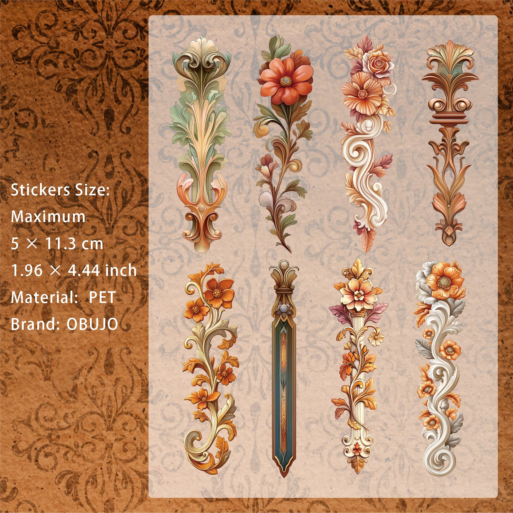 16 Pcs Creative Vintage PET Stickers FDXL