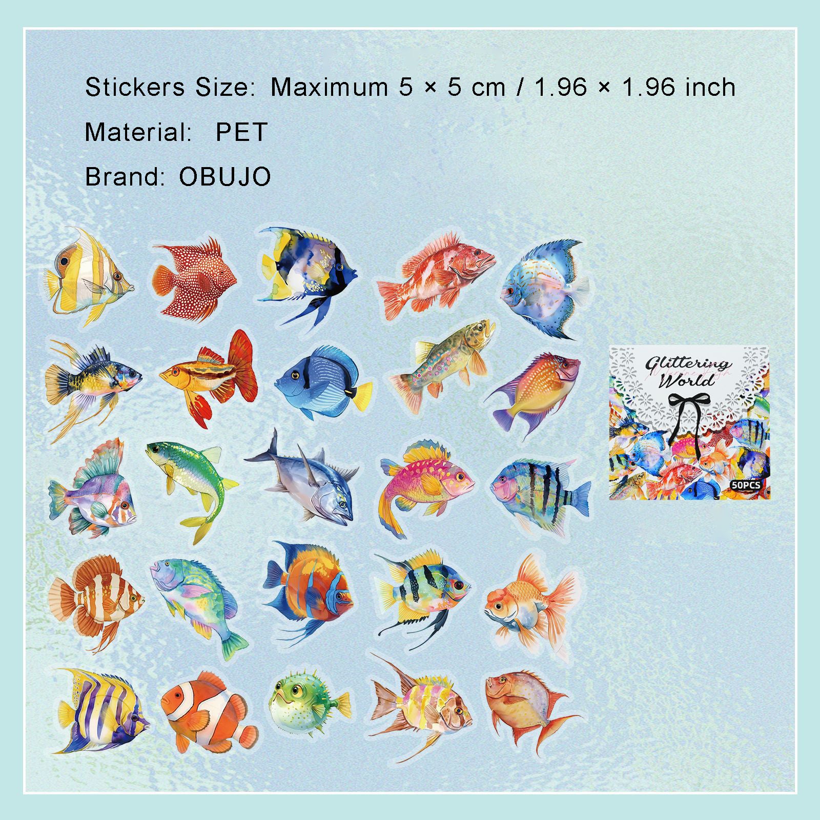 50 Pcs Nature Theme PET Stickers BLSJ